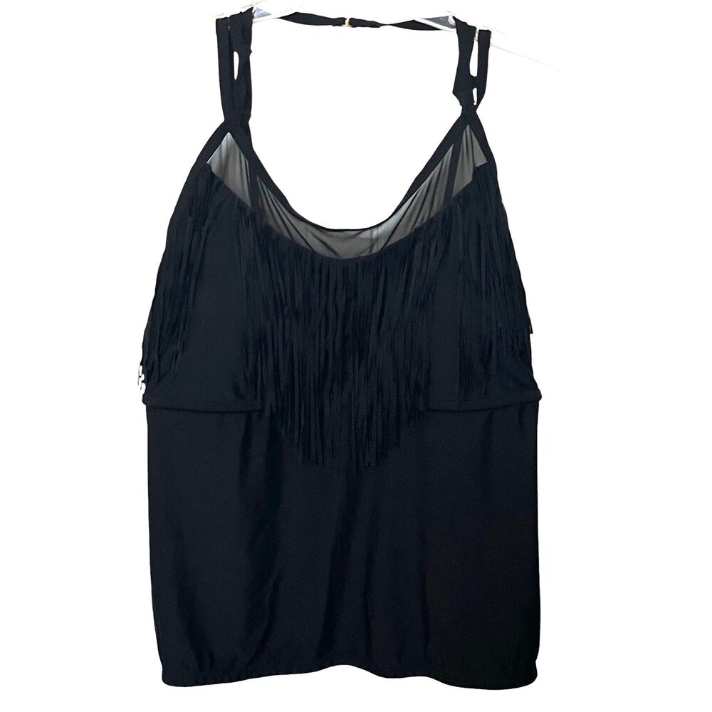 CATALINA SWIMWEAR TOP, SPAGHETTI STRAPS, PADDED BRA, WOMENS, 3X (22W-24W), BLACK